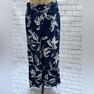 Navy Blue Floral Women's flow Pants